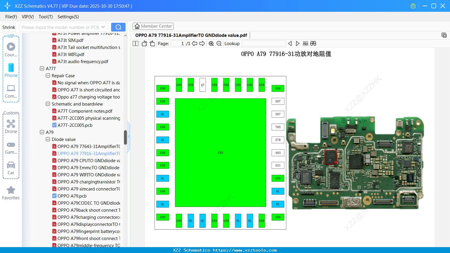 OPPO A79 77916-31AmplifierTO GNDdiode Value